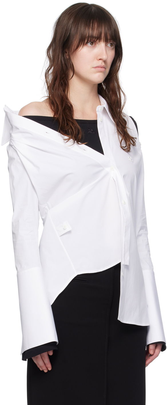 Skjorte Courrèges Modular Off Shoulder Shirt Hvid | 224CCH056CO0121, 1