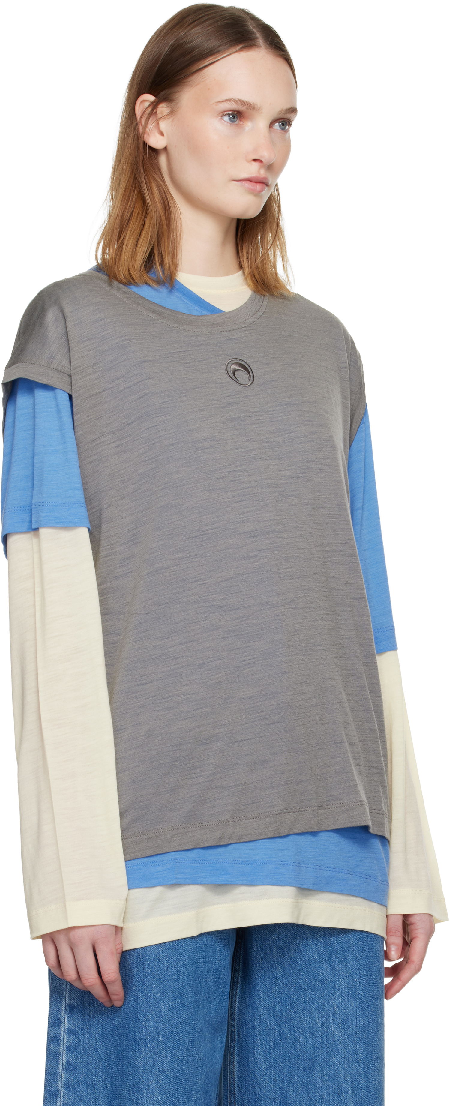 T-shirt Marine Serre Marine Serre Merino Jersey T-shirt Set Flerfarvet | UTT011ARJER0023, 1