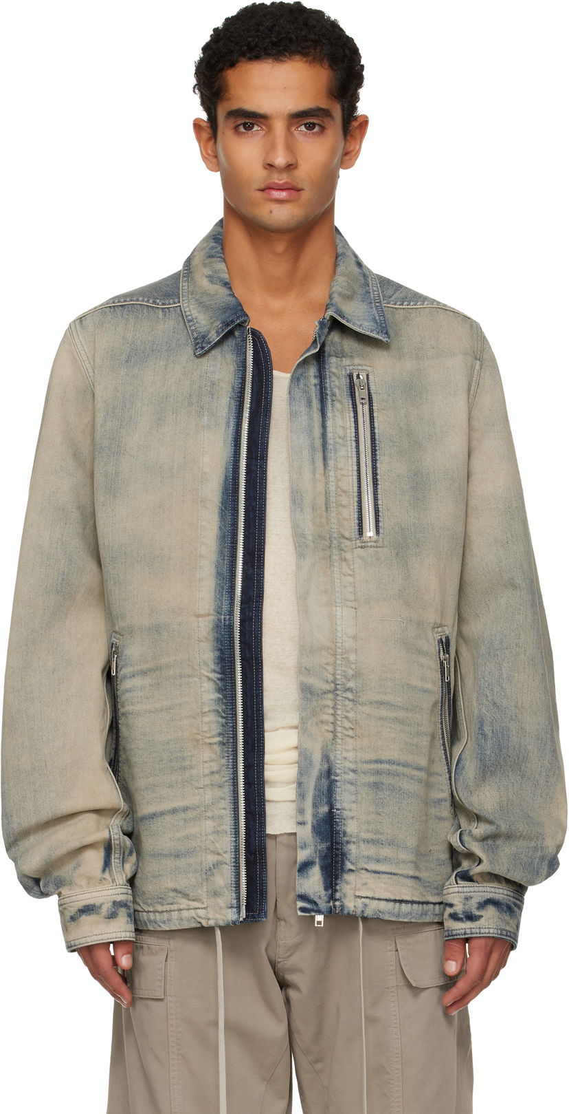 Jakke Rick Owens DRKSHDW Concordians Concealed Zipfront Denim Jacket Blå | DU02E7775 DMP
