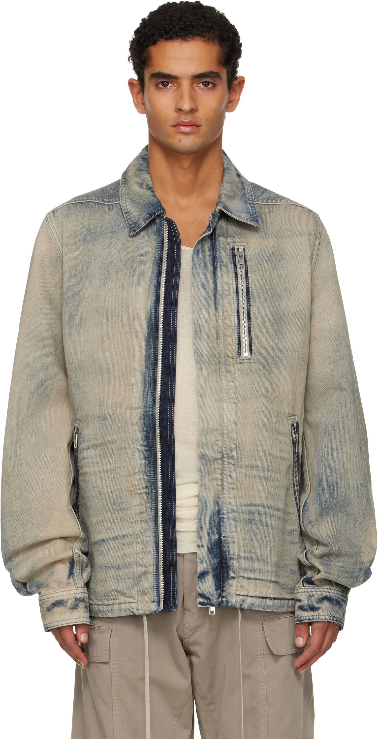 Jakke Rick Owens DRKSHDW Concordians Concealed Zipfront Denim Jacket Blå | DU02E7775 DMP, 0