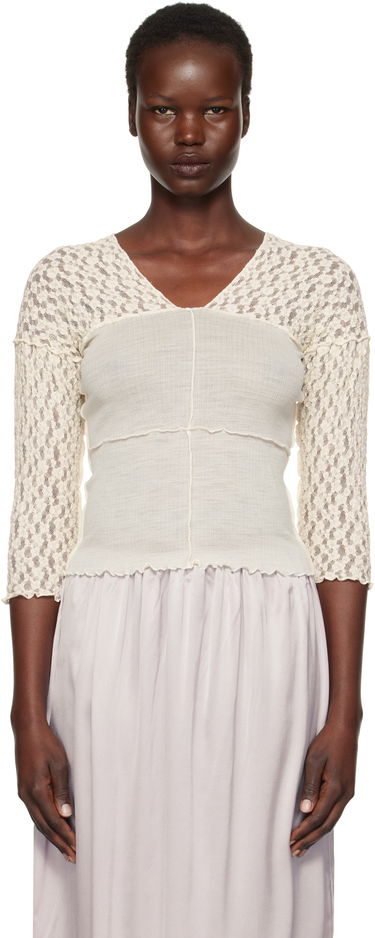Crop top Baserange Nehru Long Sleeve T-Shirt Hvid | TONLS-LA-SP25, 0
