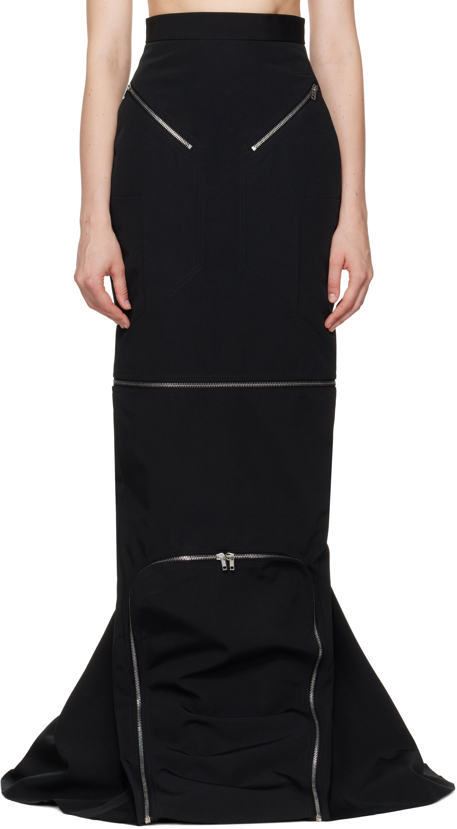 Nederdel Rick Owens Rick Owens Hollywood Headon Maxi Skirt Sort | RO01E7399 PCVS, 0