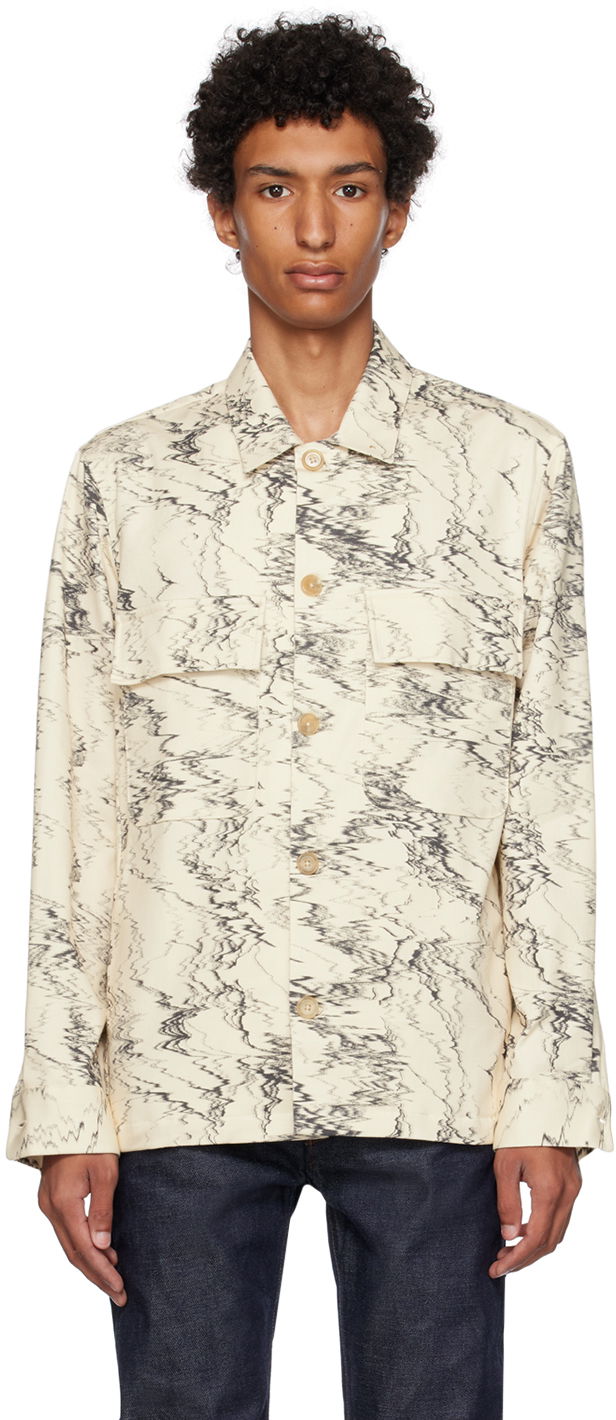Skjorte Paul Smith Paul Smith Graphic Print Shirt Beige | M1R-009Y-L02096