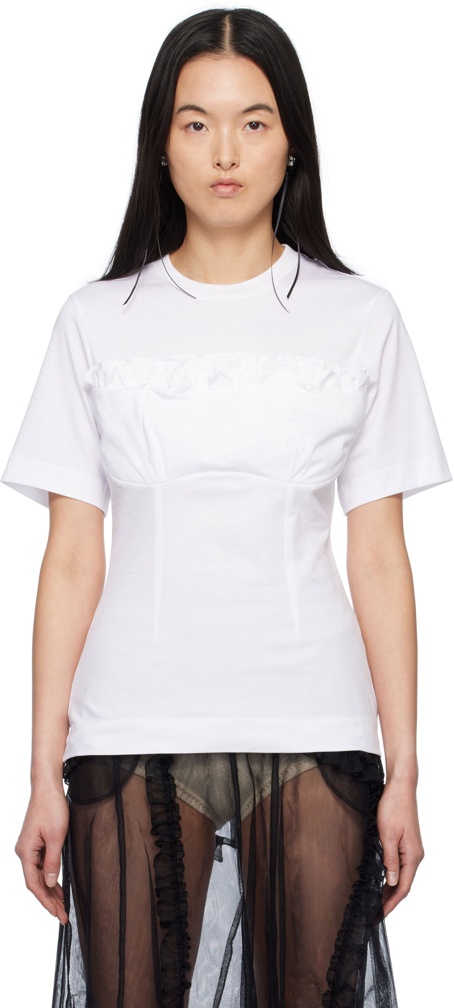 T-shirt Simone Rocha Simone Rocha Balconette Bust Detail T-Shirt Hvid | 5323 0553, 0