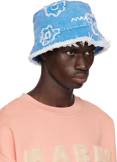 Hat Marni Marni Patched Denim Bucket Hat Blå | CLMC0146U0 USCX34, 3