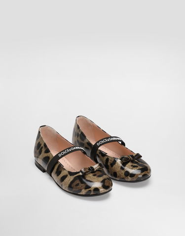 Sneakers og sko Dolce & Gabbana Dolce & Gabbana Printed Shiny Calfskin Ballet Flats Brun | D11294AM568HA93M, 2
