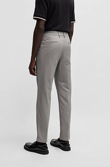 Bukser BOSS Regular Fit Micro-Patterned Stretch Cotton Trousers Grå | 50534880, 1