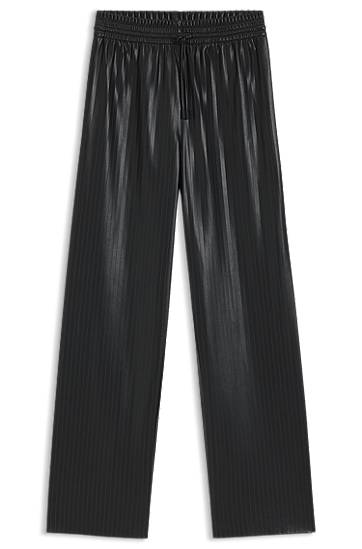 Bukser BOSS Relaxed-fit wide-leg striped faux leather trousers Sort | 50548123, 0