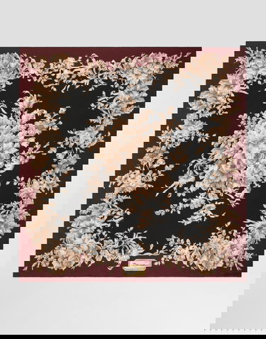 Tørklæde Dolce & Gabbana Dolce & Gabbana 90x90 Floral Print Silk Twill Scarf Bourgogne | FN090RGDC9DHH4OX, 0