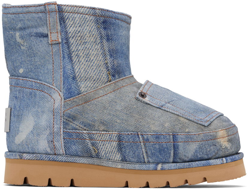 Tøj Acne Studios Acne Studios Batter Low Print Denim Boots Blå | AD0770-