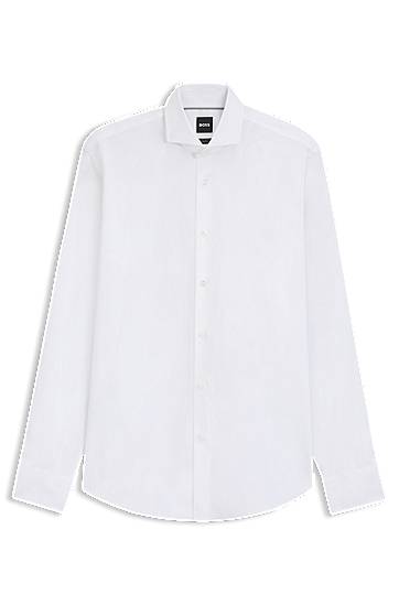 Skjorte BOSS Regular-fit shirt in stretch-cotton twill Hvid | 50479948, 0