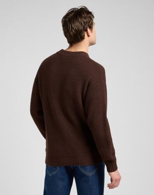 Sweater Lee Lee Relaxed Chunky Crew Neck Sweater Size XXL Brun | 112370541, 1
