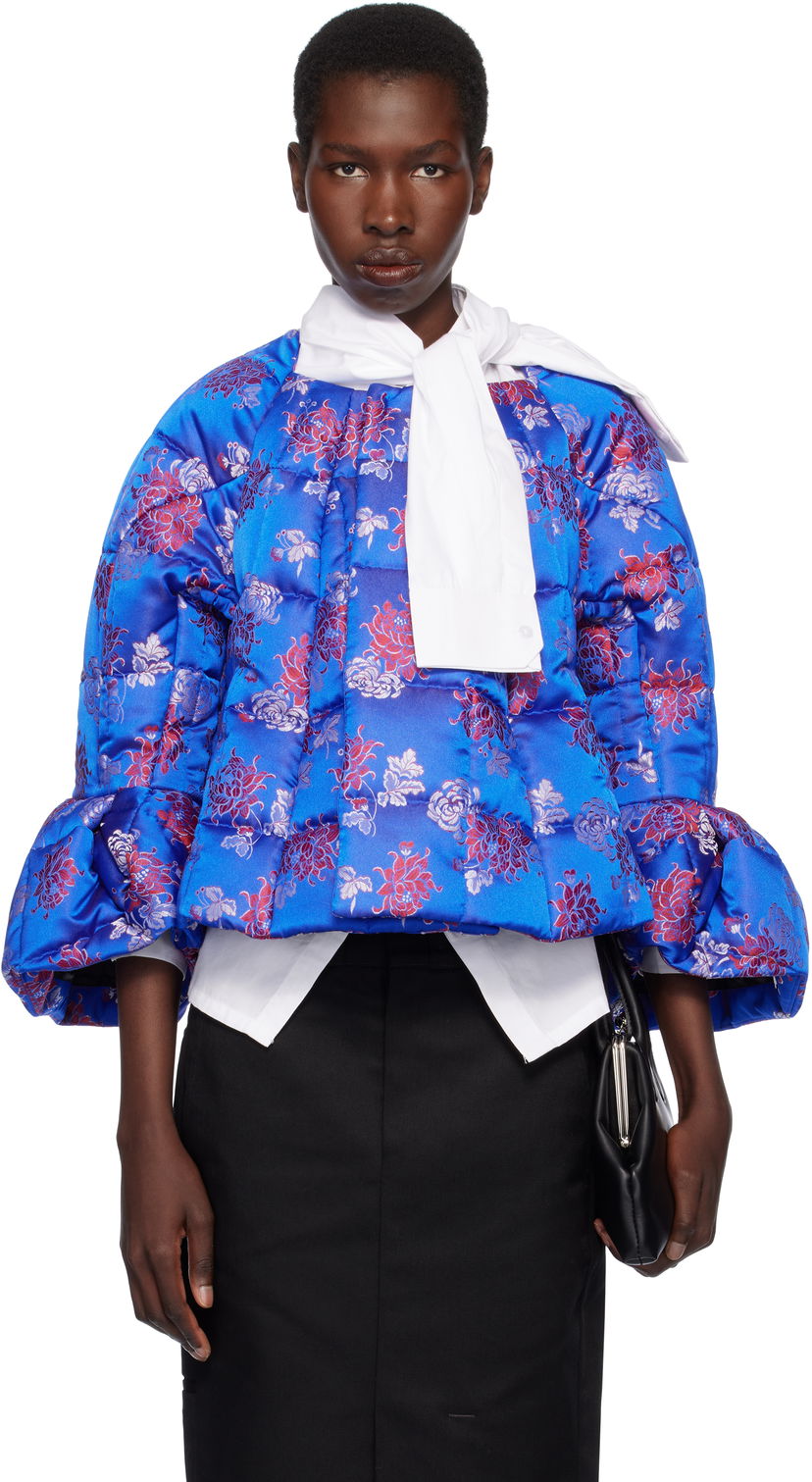 Puffer jakke Comme des Garçons Comme des Garçons Jacquard Quilted Cropped Jacket Blå | GO-J033-051-1