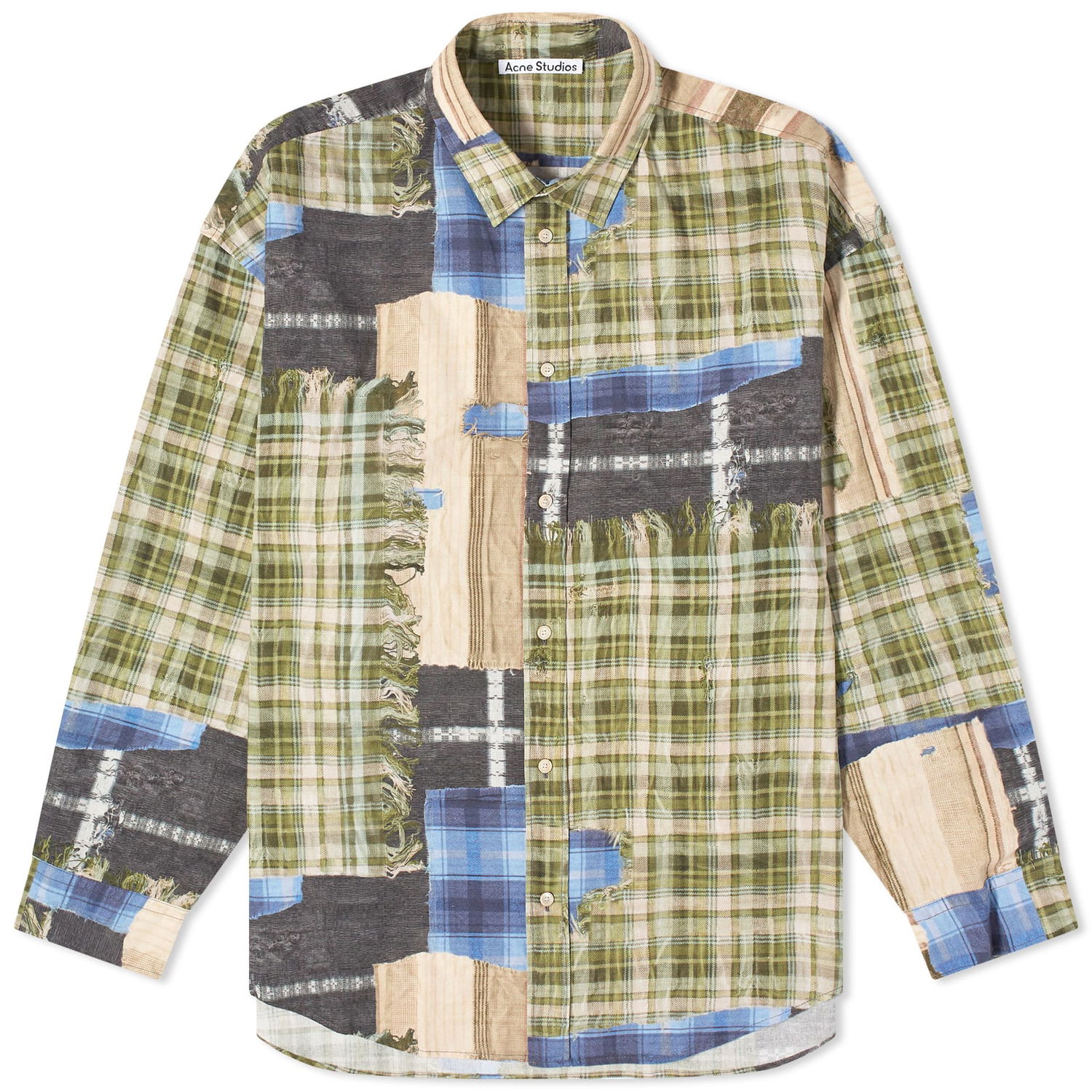 Skjorte Acne Studios Setar Towel Print Check Shirt Grøn | BB0578-BHM, 0