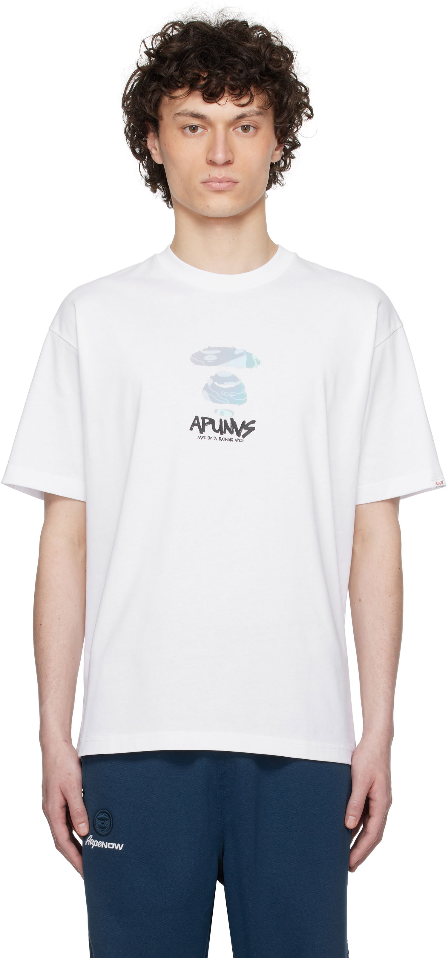 T-shirt AAPE by A Bathing Ape AAPE by A Bathing Ape AAPEUNVS Moonface Logo T-Shirt Hvid | AAPTEM1646XXNWHX, 0