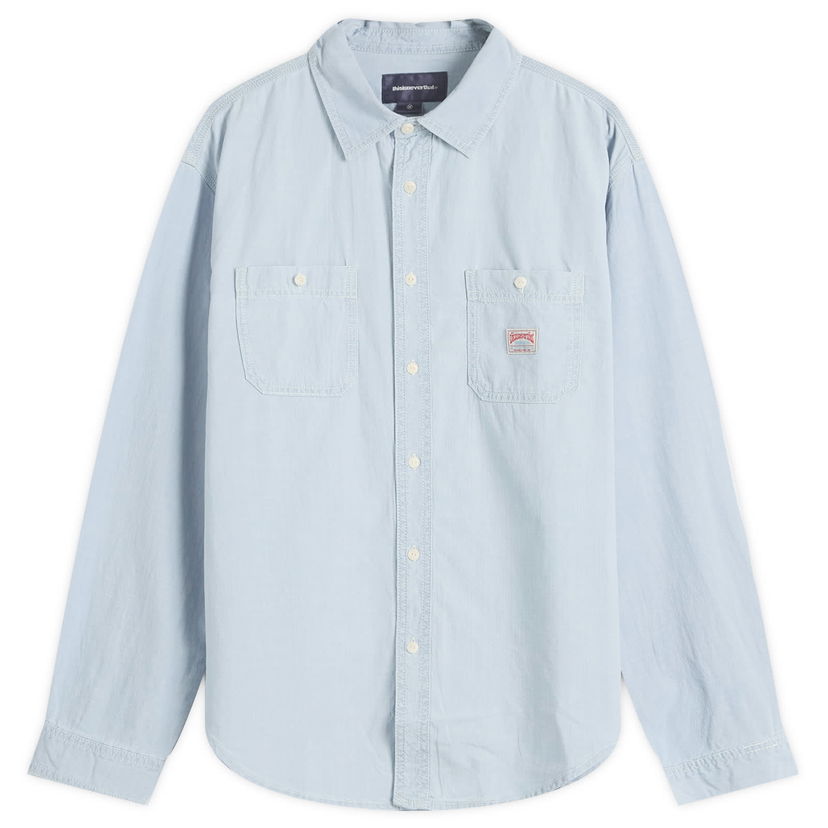 Skjorte thisisneverthat Thisisneverthat Chambray Shirt, Size Small Blå | TN251WSHTL01-BLUE