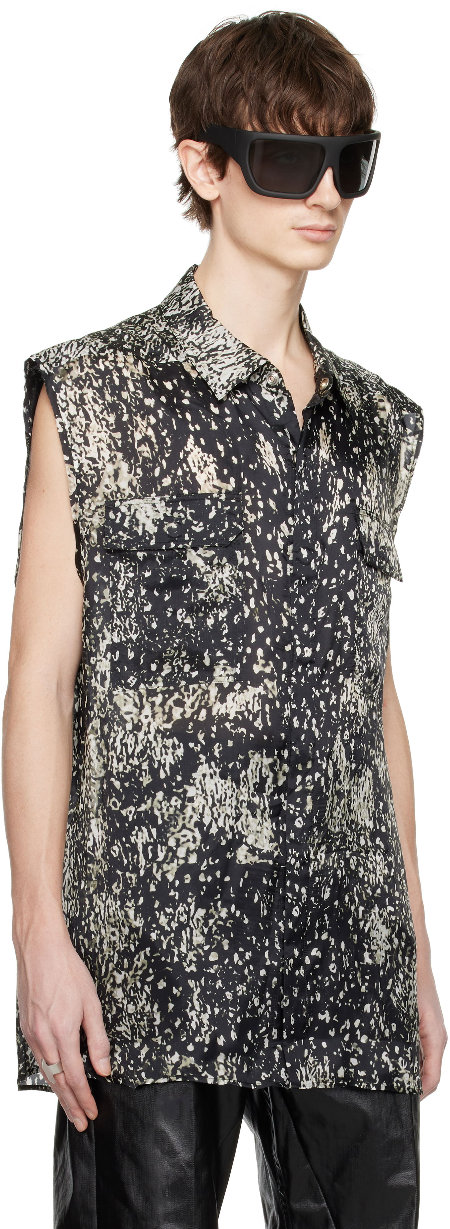 Skjorte Rick Owens Rick Owens Hollywood Jumbo Sleeveless Overshirt Sort | RU01E5239 JP1, 1