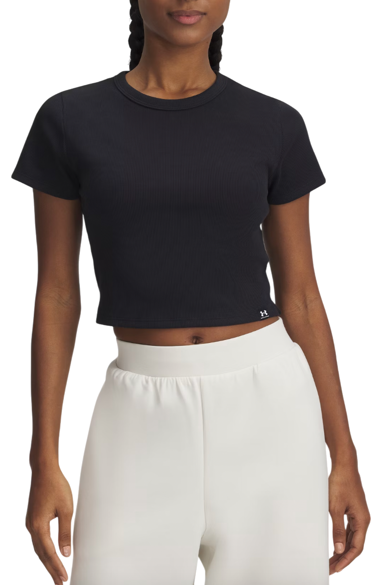 Crop top Under Armour Rival Rib Cropped T-Shirt Sort | 6000264-001