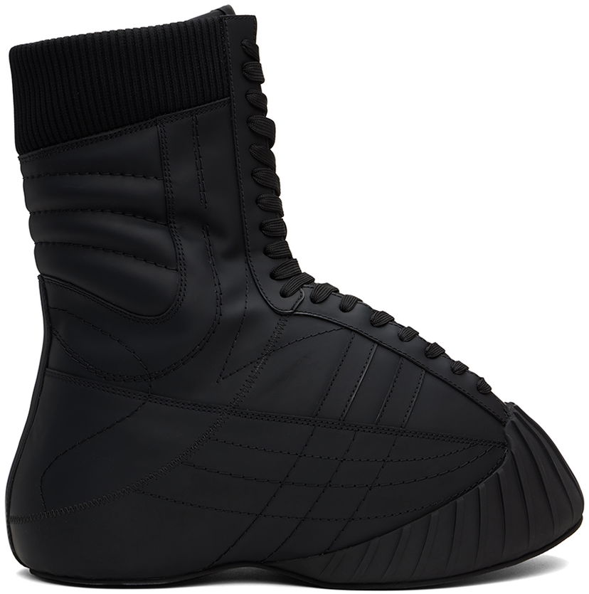 Tøj Balmain Balmain B-Cloud Rubberized Leather Boots Sort | DM0TA364LZLT