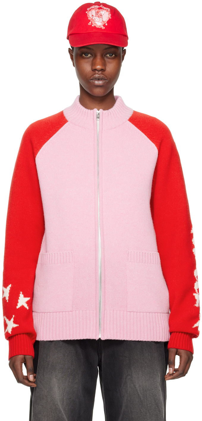 Sweater We11done We11done Zip Cardigan with Stars Lyserød | WD-KJ0-24-620-U-LP