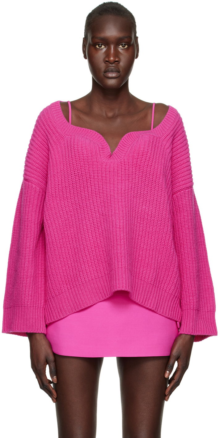 Sweater Valentino Sweetheart Neck Knitted Sweater Lyserød | 1B0KC40Q7KC