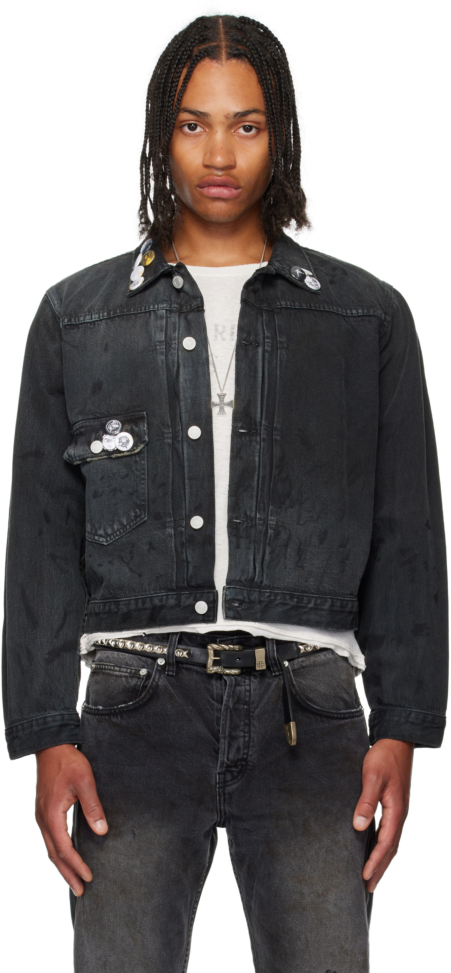 Jakke Enfants Riches Déprimés Enfants Riches Déprimés Type VII Pin Assemblage Denim Jacket Sort | 030-524, 0