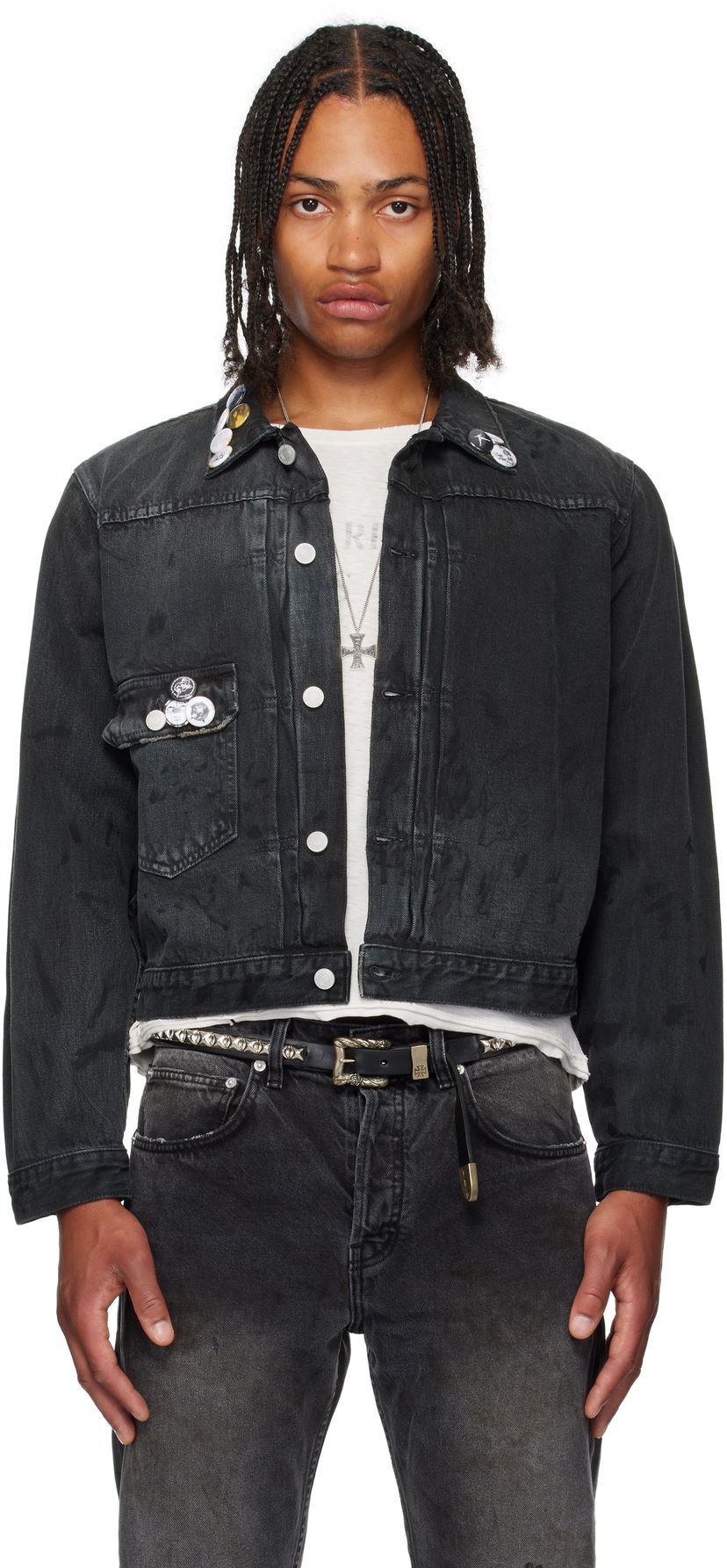 Jakke Enfants Riches Déprimés Enfants Riches Déprimés Type VII Pin Assemblage Denim Jacket Sort | 030-524