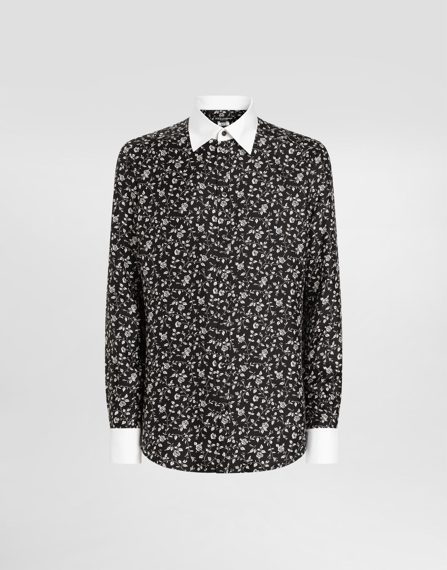 Skjorte Dolce & Gabbana Dolce & Gabbana Silk Shirt with Floral Print Sort | G5MM4ZIS1X1HN5EV, 0