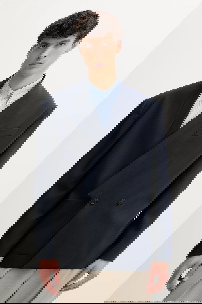 Jakke KENZO Kenzo Double-Breasted Wool Blazer Mørkeblå | FE65VE1309GE, 0