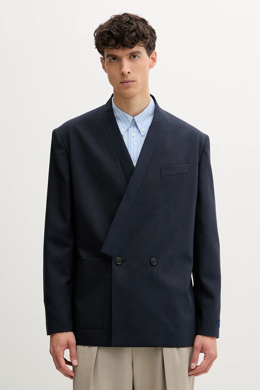 Jakke KENZO Kenzo Double-Breasted Wool Blazer Mørkeblå | FE65VE1309GE
