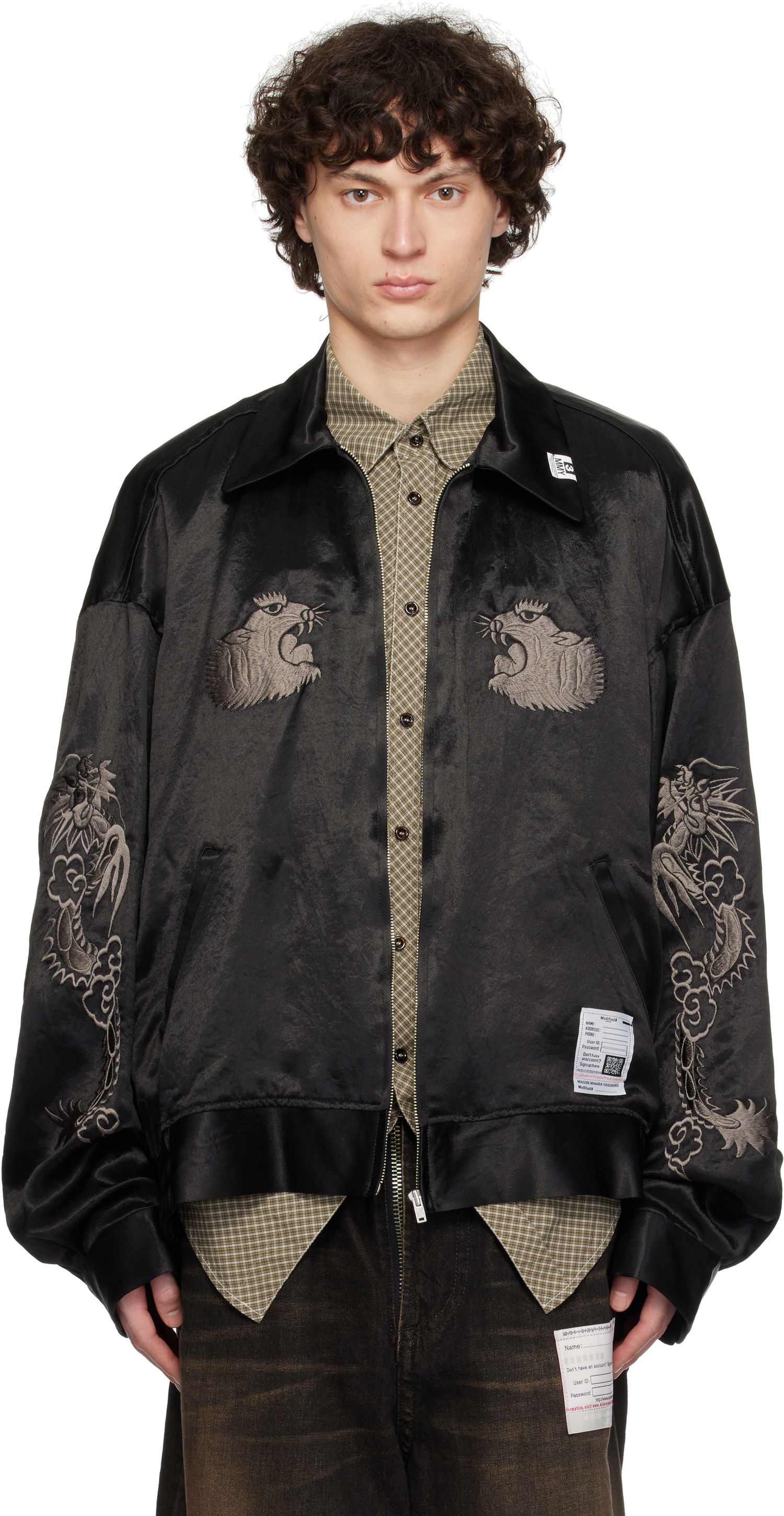 Bomberjakke Maison MIHARA YASUHIRO MIHARA YASUHIRO Collared Souvenir Jacket Sort | J14BL144, 0