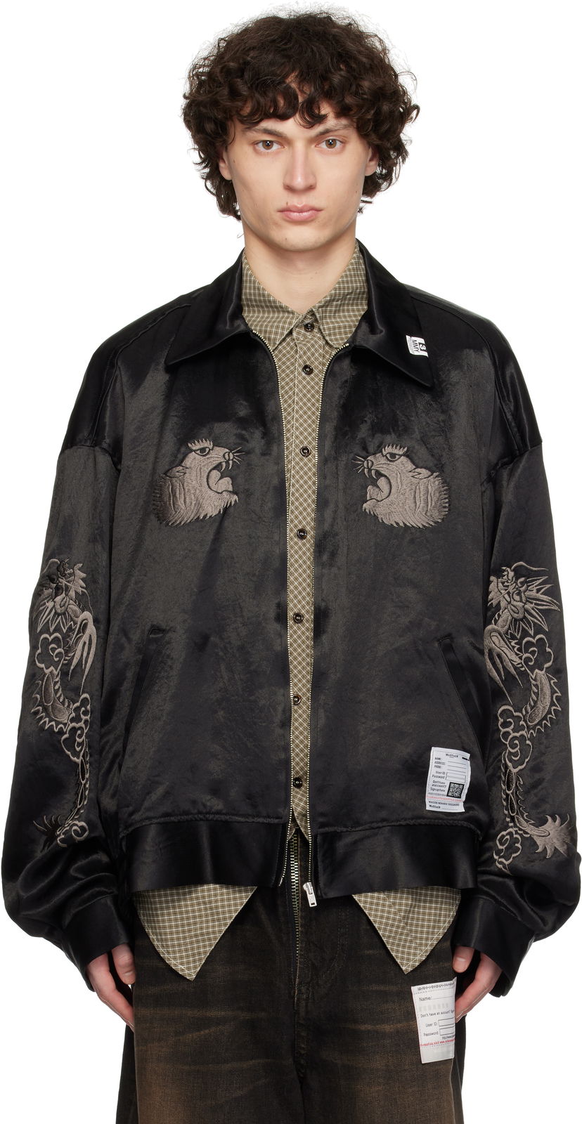 Bomberjakke Maison MIHARA YASUHIRO MIHARA YASUHIRO Collared Souvenir Jacket Sort | J14BL144