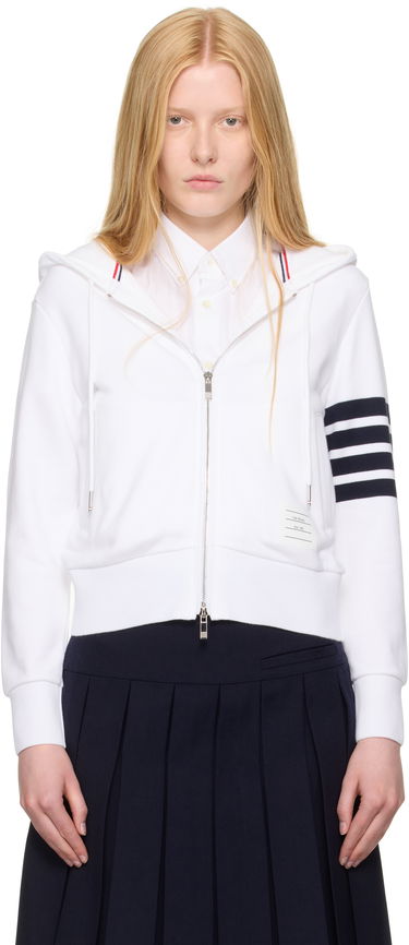 Sweatshirt Thom Browne Thom Browne Classic Zip Up Hoodie Hvid | FJT400A-00535, 0