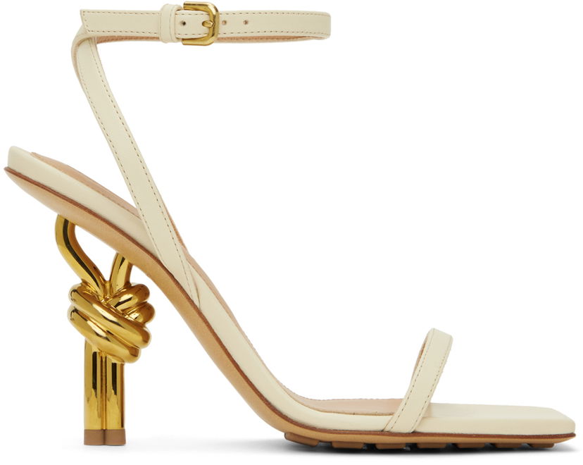 Tilbehør Bottega Veneta Bottega Veneta Knot Heel Sandals Beige | 775470 V3VN0