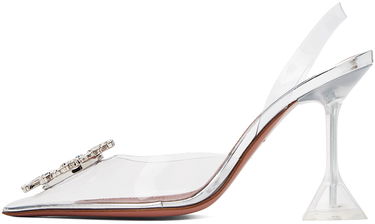 Sneakers og sko Amina Muaddi Transparent Begum Glass Slingback Heels Hvid | BEGUM GLASS SLING CL PVC, 2