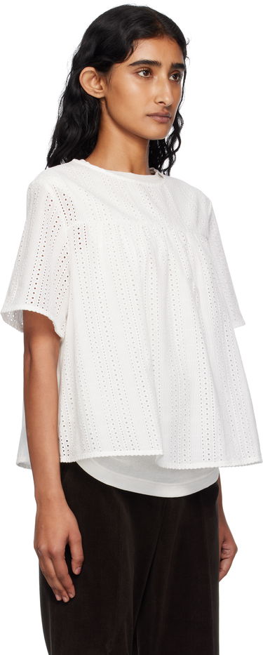 T-shirt Max Mara Weekend Max Mara Edita Floral Embroidered Top Hvid | 2515941072600, 4