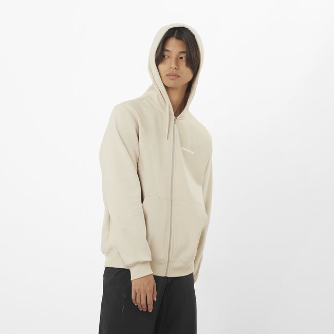 Sweatshirt Salomon Salomon Logo Full Zip Hoodie Beige | LC2522100, 0
