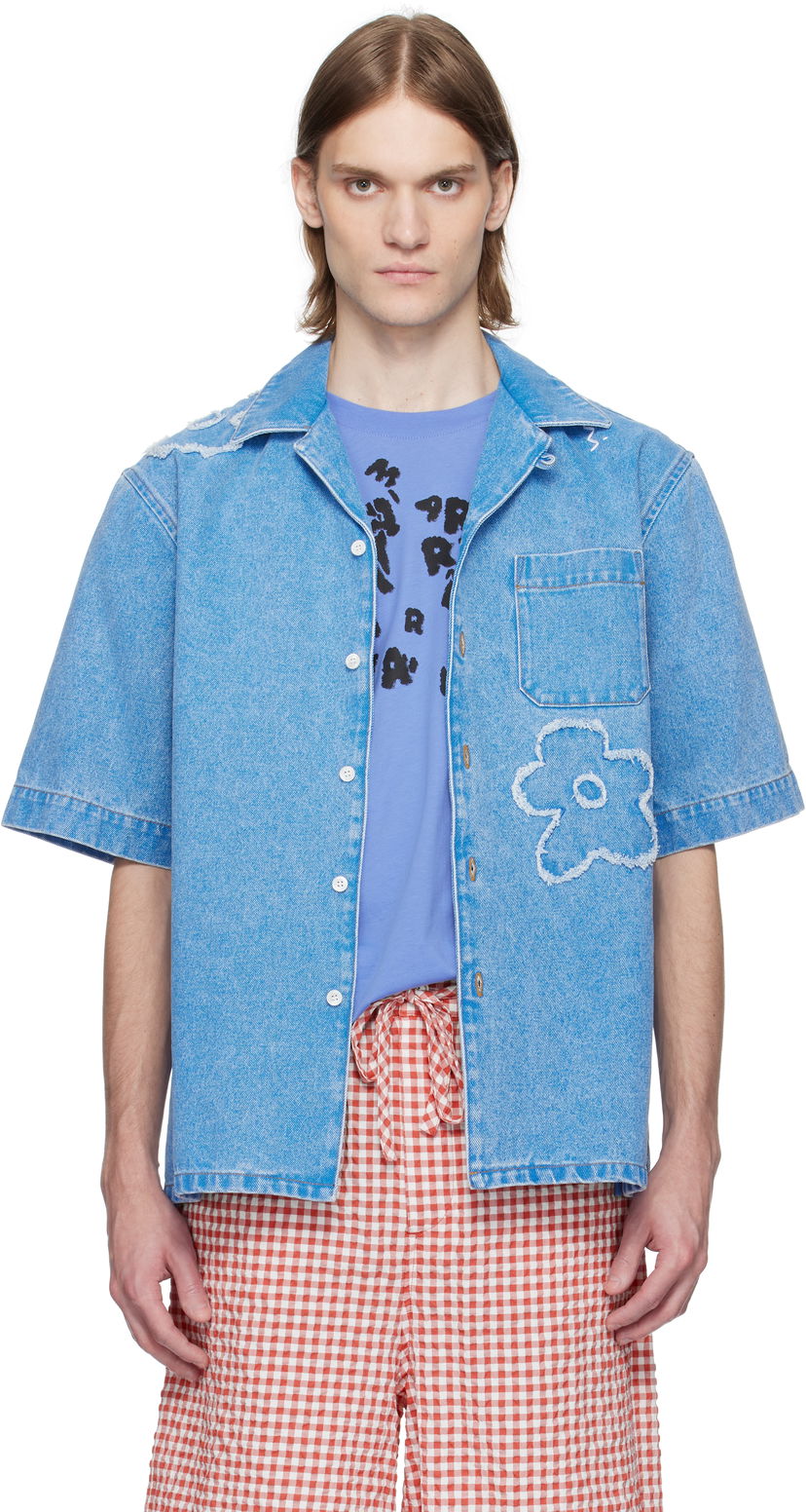 Skjorte Marni Marni Bowling Denim Shirt Blå | CUJU0017QS USCX34