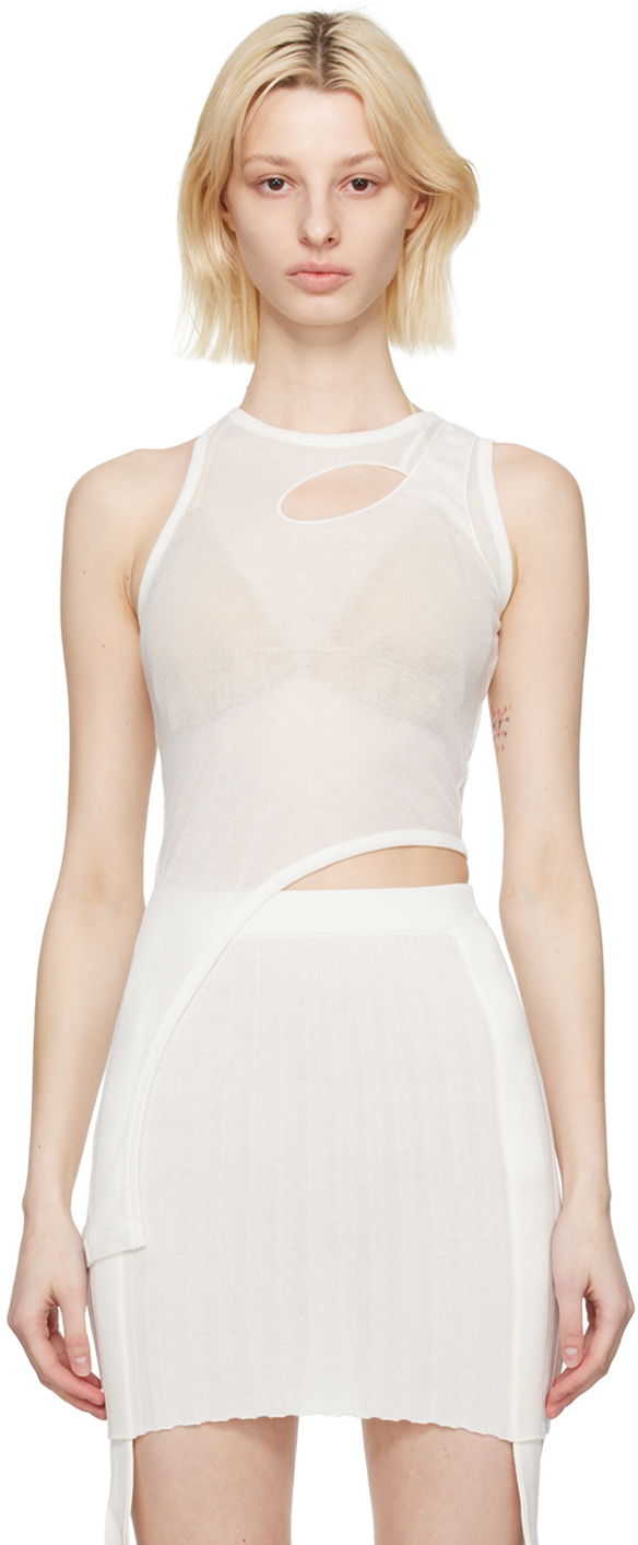 Tanktop Dion Lee Bone Merrow Asymmetrical Tank Top Hvid | C3133S23