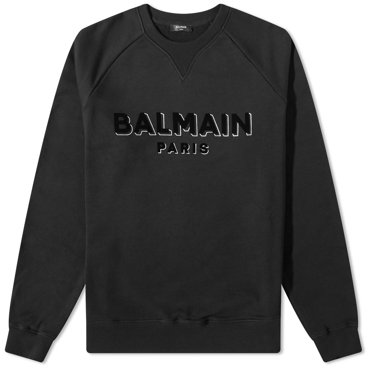 Sweatshirt Balmain Flock & Foil Paris Logo Crew Sweat Sort | BH1JQ005BB99-EJO, 0