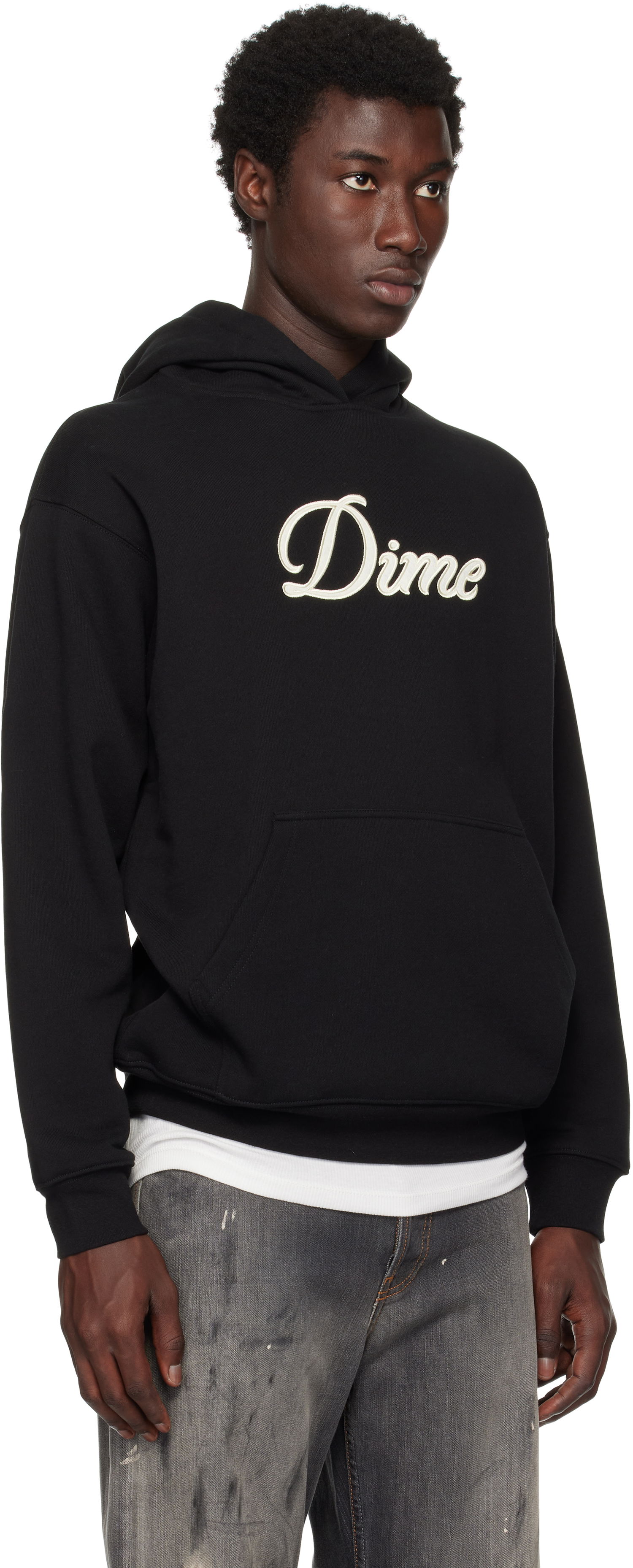 Sweatshirt Dime Cursive Hoodie Sort | DIMESU2543BLK, 1