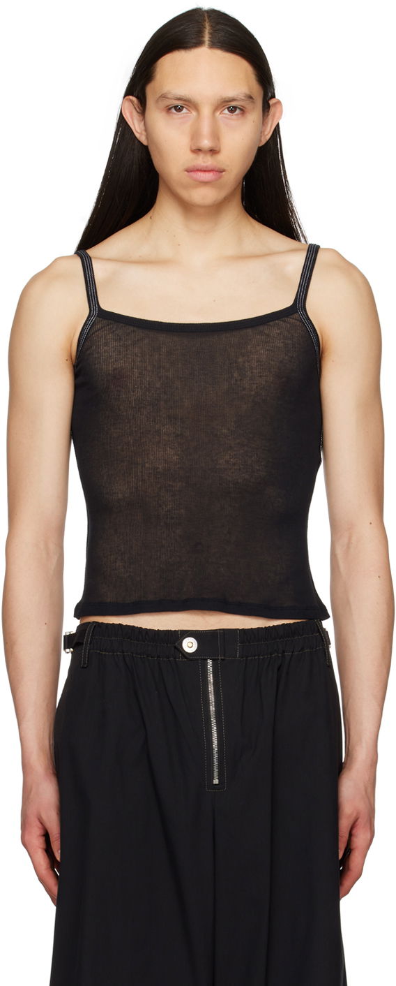 Tanktop Dion Lee Semi-Sheer Tank Top Sort | C3132S23