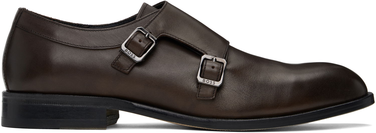 Tøj BOSS Leather Monkstraps with Flexible Sole Brun | 50536161, 0