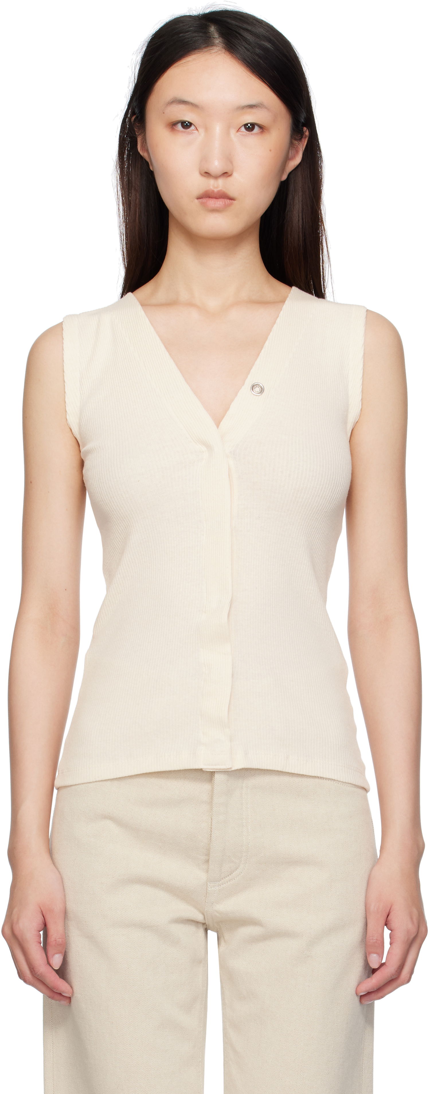 Tanktop Baserange Baserange Tav Snap Tank Top Hvid | TOTVS-RC-SU25, 0