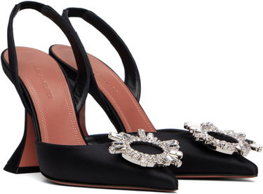 Sneakers og sko Amina Muaddi Amina Muaddi Begum Slingback Heels Sort | BEGUM SLING SATIN, 3