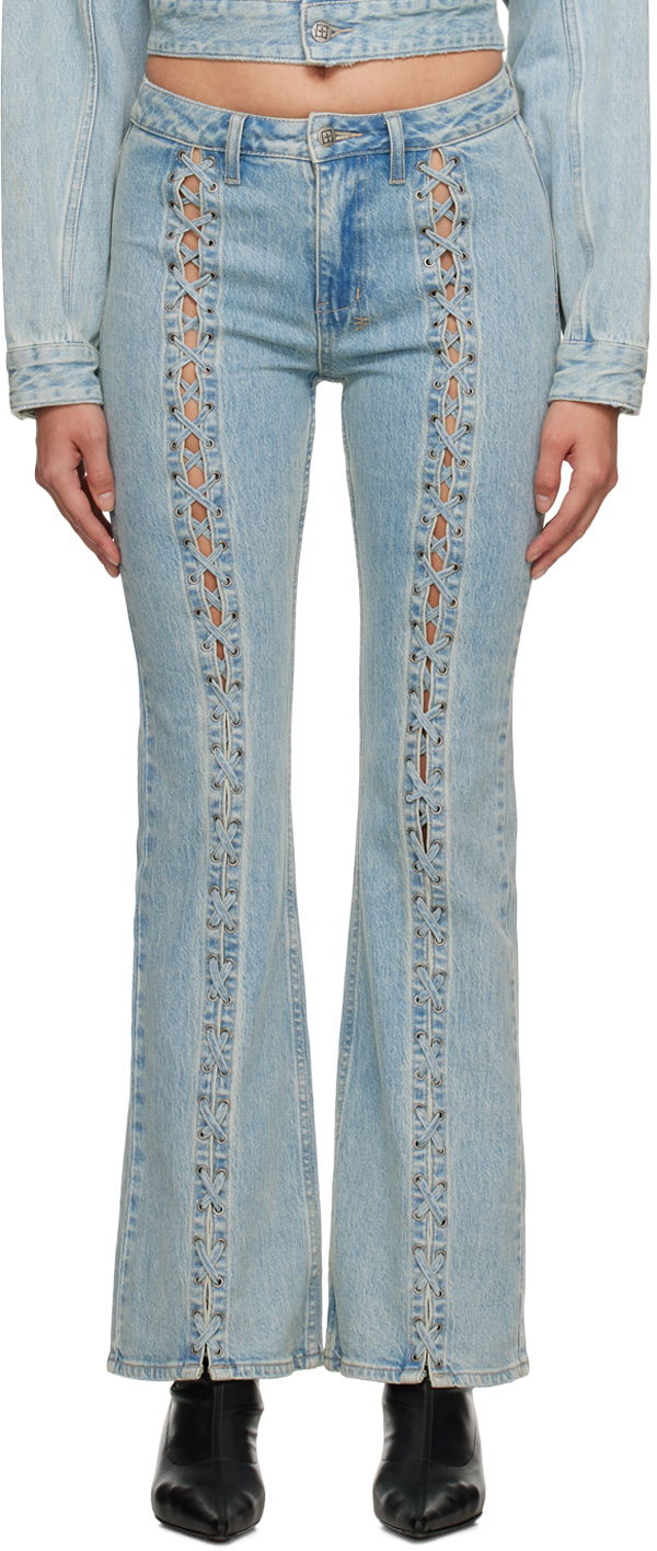 Jeans Ksubi Ksubi Soho Dove Lace-Up Flare Jeans Turkis | WFA23DJ022
