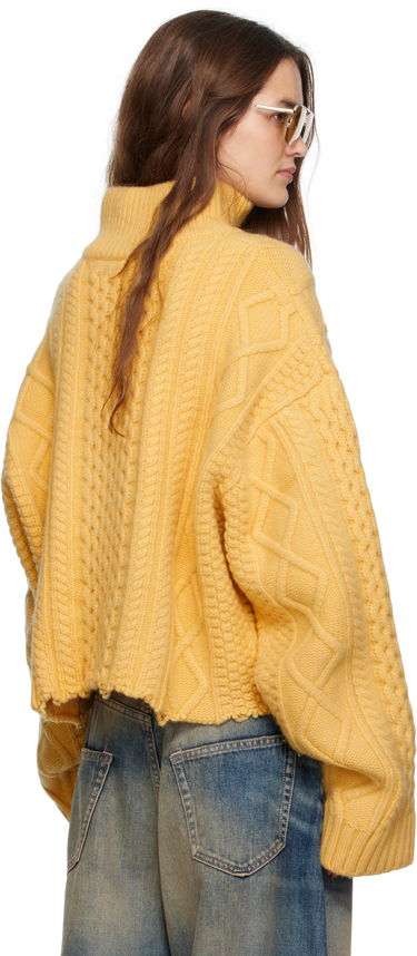 Sweater Martine Rose Martine Rose Cropped Cable Knit Half-Zip Sweater Gul | 972YA18721, 2