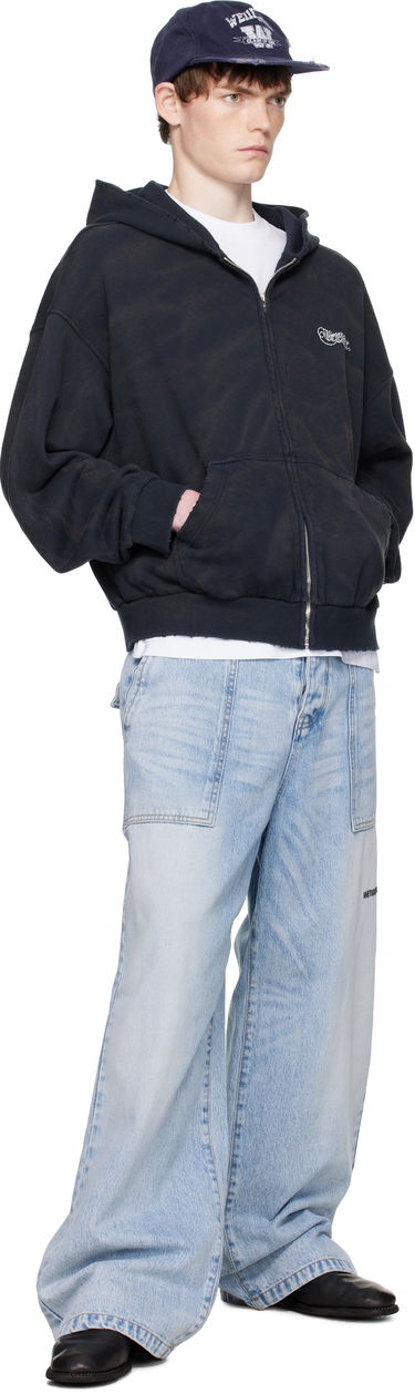 Sweatshirt We11done We11done Gothic Logo Zip-Up Hoodie Sort | WD-TJ2-25-845-U-NV, 3