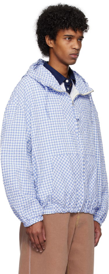 Vindjakke Marni Marni Gingham Seersucker Hooded Jacket Blå | JUMU0179SU UTN929, 1