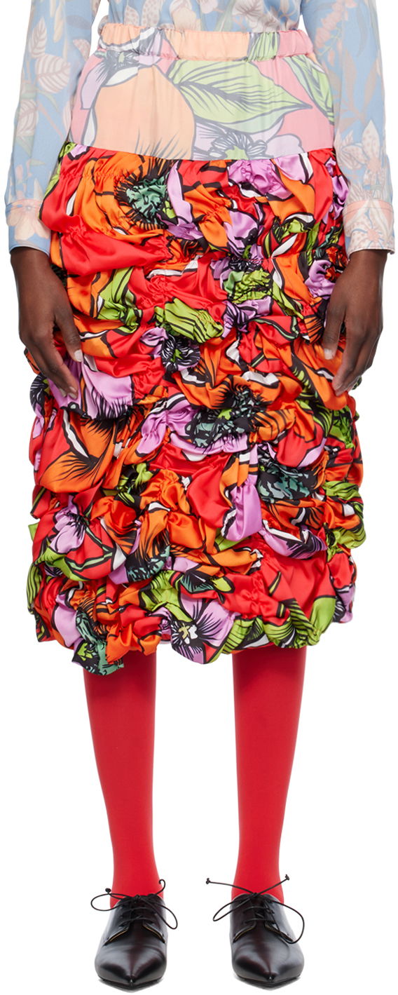 Nederdel Comme des Garçons Floral Print Midi Skirt Rød | GM-S013-051